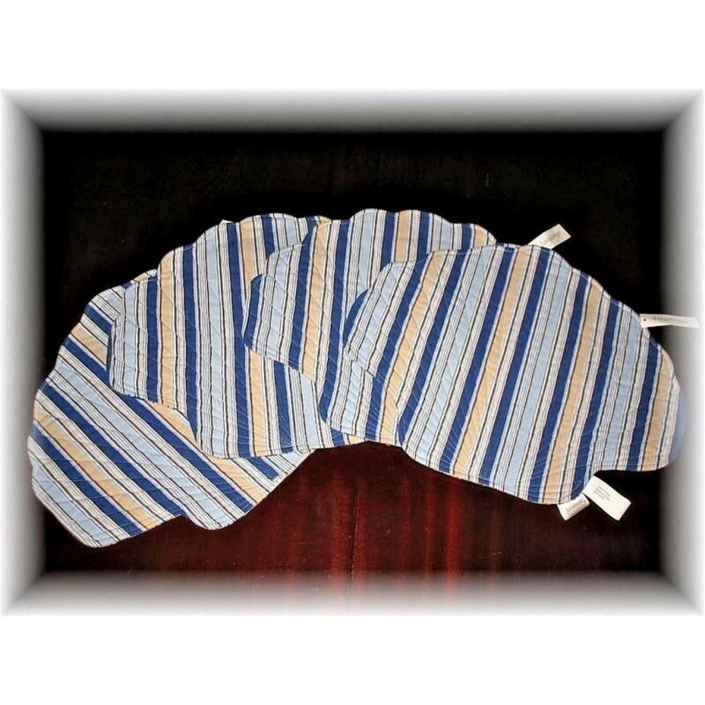 4 Longaberger Cabana Blue Stripe Quilted Placemats - Picture 3 of 3